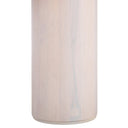 Close up view of Dennis coffee table chunky white wash cylinder leg showing wood grain texture