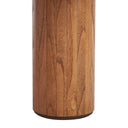 Close up view of Dennis coffee table chunky cylinder leg showing natural wood grain panels