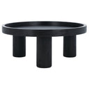 Dennis round black wood tray top coffee table alternative three-quarter studio view