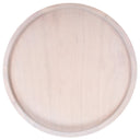 Top down view of Dennis round coffee table showing white wash wood grain tabletop surface