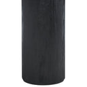 Close up view of Dennis coffee table chunky black cylinder leg showing wood grain texture