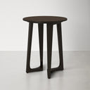 Gideon dark brown wood round end table alternative three-quarter studio view