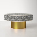 Miller round bone inlay coffee table alternative three-quarter studio view