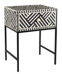 Reign black and white bone inlay 1 drawer side table alternative three-quarter studio view