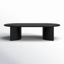 Louie oval black wood coffee table straight-on side view showing curved panel legs