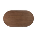 Top down view of Louie oval coffee table showing natural walnut wood grain tabletop surface