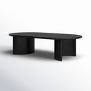 Louie oval black wood coffee table alternative three-quarter studio view