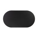 Top down view of Louie oval coffee table showing black wood grain tabletop surface