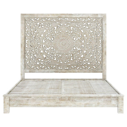 Hand-carved Platform Bed With Moroccan Style Headboard Furniture BoutiQ