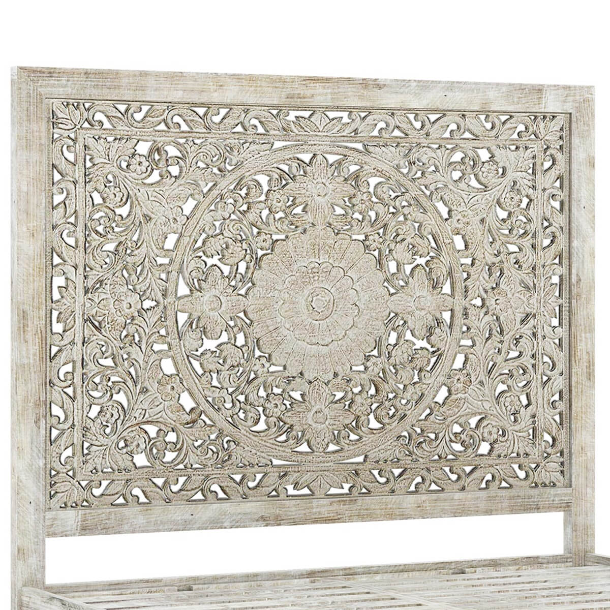 Hand-carved Platform Bed With Moroccan Style Headboard Furniture BoutiQ