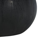 Close up view of Nixon coffee table spherical ball base showing black charcoal wood grain panels