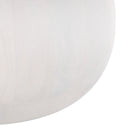 Close up view of Nixon coffee table spherical ball base showing subtle white wash wood grain panels