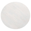 Top down view of Nixon round coffee table showing white wash wood grain tabletop surface
