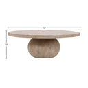 Chaim round light wood coffee table dimensions diagram showing height and diameter measurements