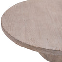 Close up angle view of Chaim coffee table showing round tabletop edge and natural light wood grain texture