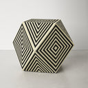 Josue black and white bone inlay hexagonal geometric drum end table three-quarter studio view