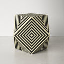 Josue black and white bone inlay hexagonal drum end table straight front studio view