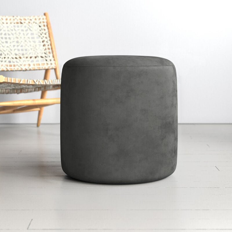 Kason Velvet Round Standard Ottoman Furniture BoutiQ