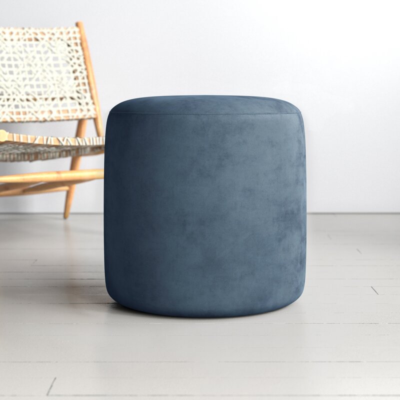 Kason Velvet Round Standard Ottoman Furniture BoutiQ