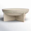 Neil round solid wood bowl coffee table alternative three-quarter studio view