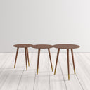 Kayson Solid Wood End Table set grouped together on a white wood floor, showing the tables from a slightly angled perspective.