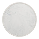 Top down view of Cason round coffee table showing white marble surface with grey veining texture