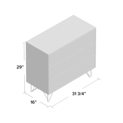 Luka 3 Drawer Standard Dresser Chest Furniture BoutiQ