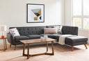 Martin solid wood round end table and rectangular coffee table styled in a living room