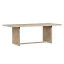 Light wood Dennis Woven 6 Seater Dining Table with woven panel legs displayed in a bright neutral dining space.
