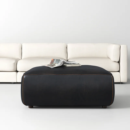 Jamie Leather Ottoman