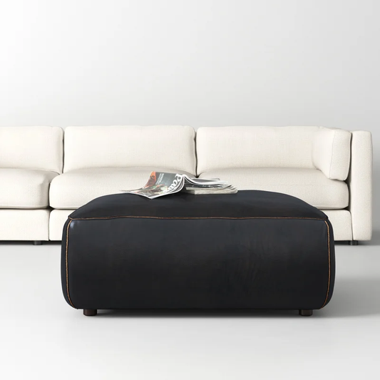 Jamie Leather Ottoman