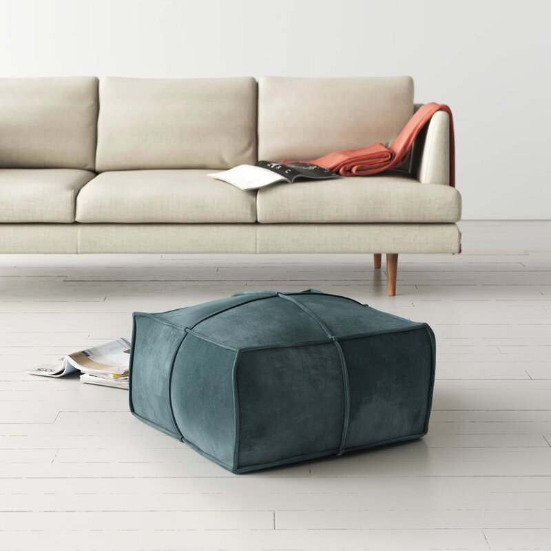 Sage Velvet Square Pouf Ottoman Furniture BoutiQ