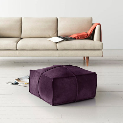 Sage Velvet Square Pouf Ottoman Furniture BoutiQ
