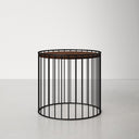 Morgan dark brown wood top round end table third straight front studio view