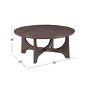 Skyler round walnut brown wood coffee table dimensions diagram showing height and width measurements