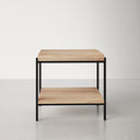 Tate light wood 2 tier square end table straight front studio view