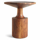 Jaime Tall End Table - tall round wooden side table with a tapered pedestal base and natural wood finish.