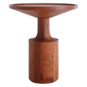 Jaime Tall End Table - close-up of the round wooden tabletop with a raised edge and natural wood grain.