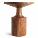 Jaime Tall End Table - round solid wood end table featuring a sculptural pedestal design and rich natural wood grain.
