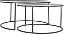 Zayn Genuine Marble Coffee Table pair shown with black metal frames and contrasting white marble tops in a product view.