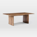 Scott rectangular wood coffee table three-quarter studio view showcasing slab panel legs