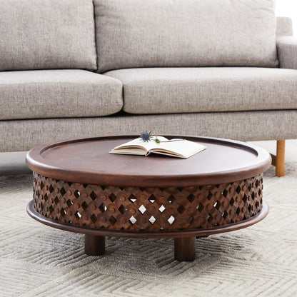 Chandler Carved Wood Coffee Table