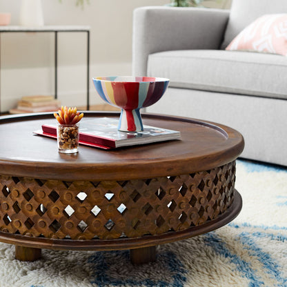 Chandler Carved Wood Coffee Table