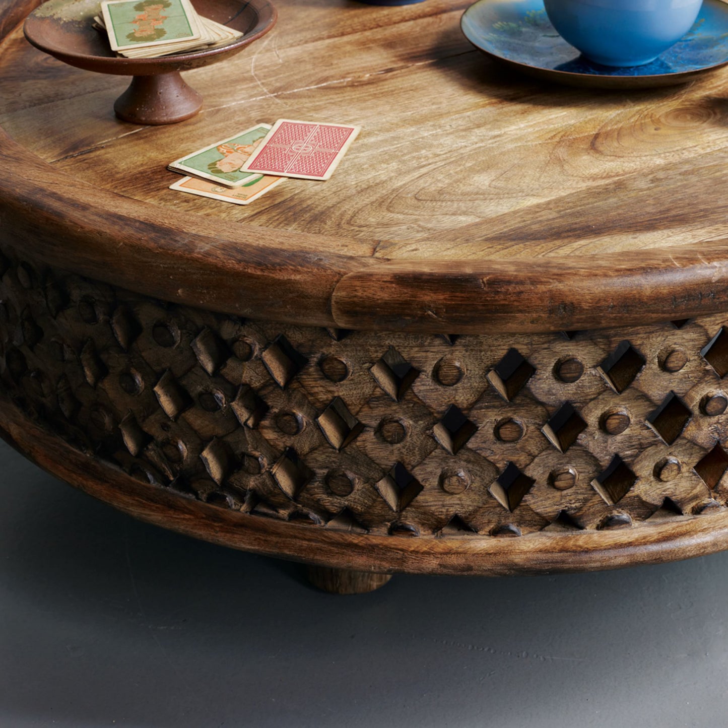 Chandler Carved Wood Coffee Table