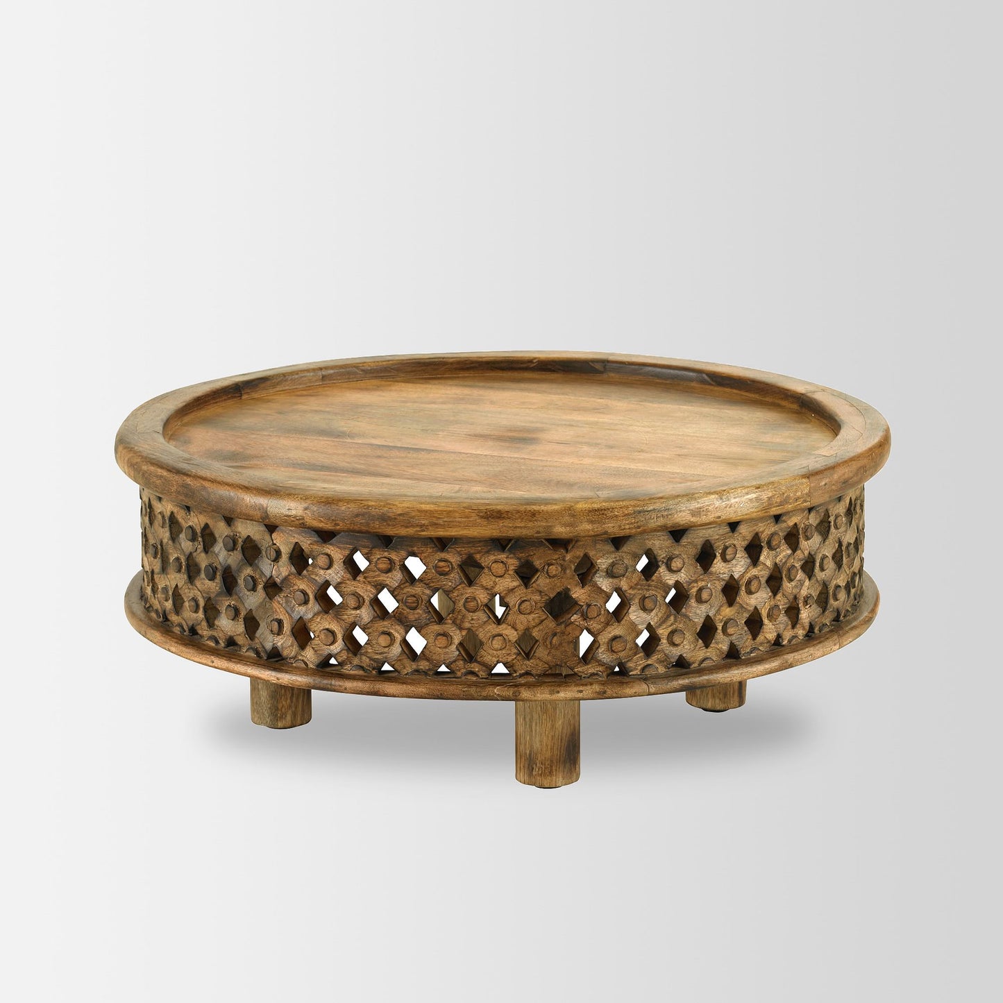 Chandler Carved Wood Coffee Table