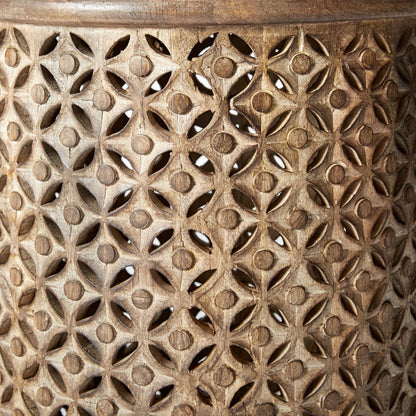 Drake Carved Wood Side Table