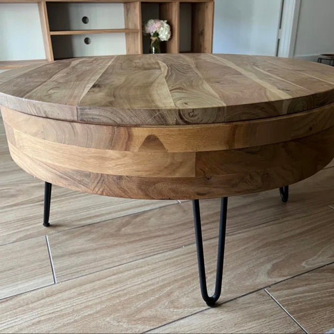 Keith Solid Wood Storage Coffee Table – live photo 1