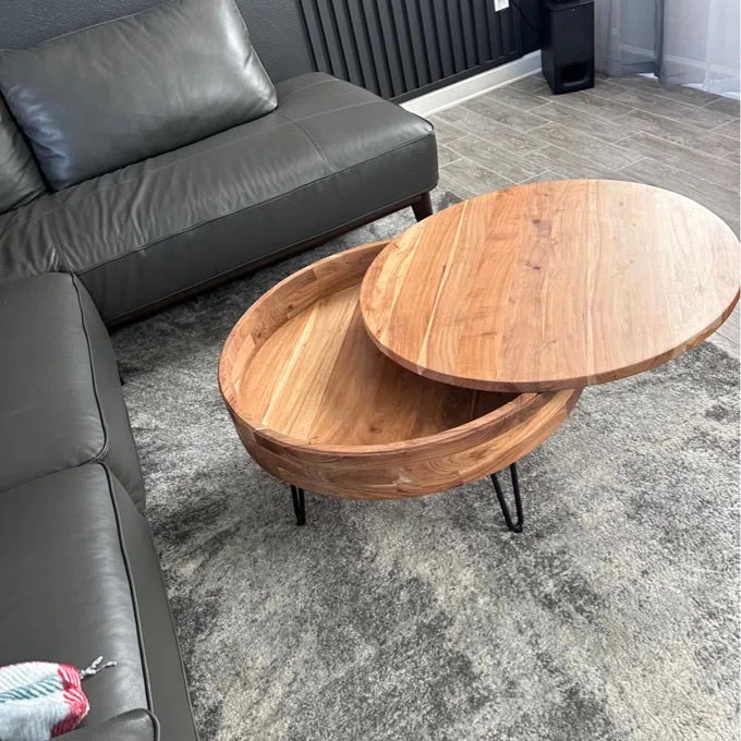 Keith Solid Wood Storage Coffee Table – live photo 4