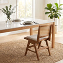 Zev Solid Wood and Rattan Upholstered Dining Chair
