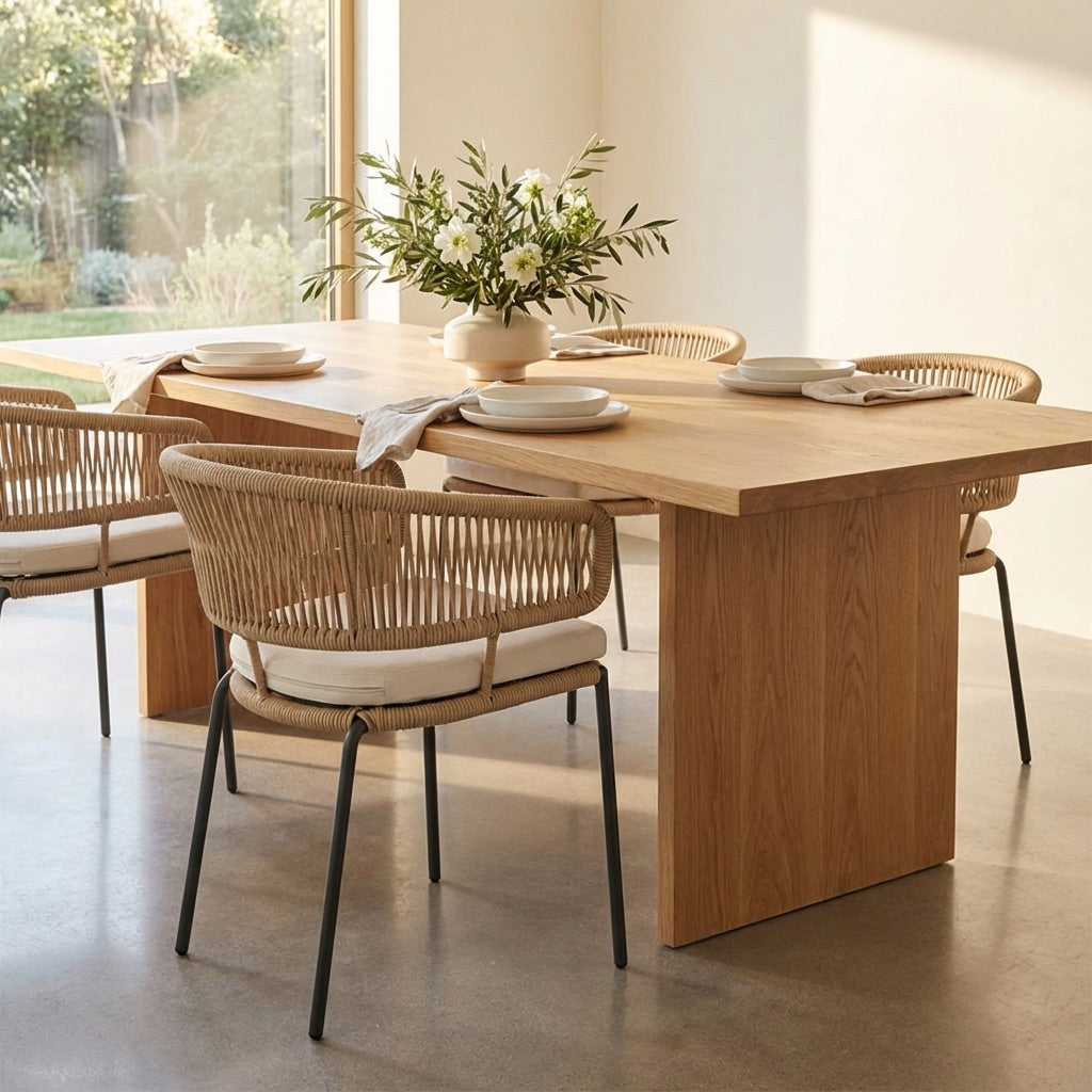 Ricky Dining Chair in Iron and Braided Rope